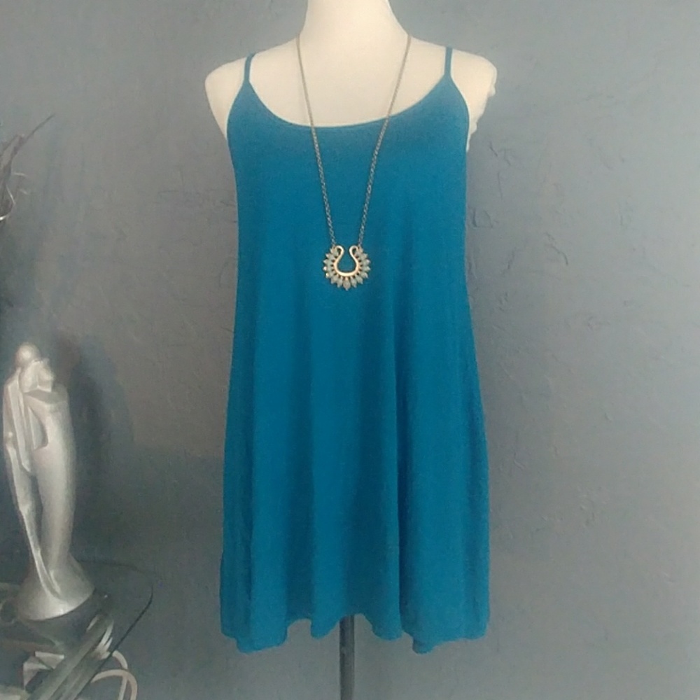Dark teal tank mini dress